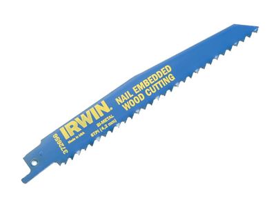 IRWIN IRW10504158 956R Sabre Saw Blade Nail Embedded Wood Cutting 225mm Pack of 5