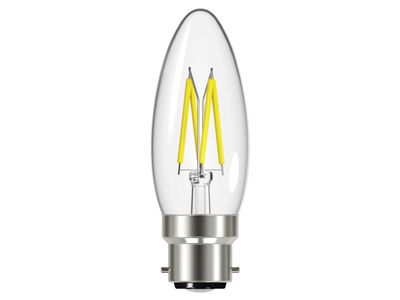 Energizer ENGS12855 LED BC (B22) Candle Filament Dimmable Bulb, Warm White 470 lm 4W