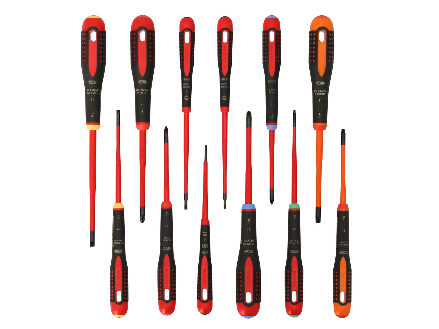 Bahco BAHBE9878SL BE-9878SL ERGO™ Slim VDE Insulated Screwdriver Set, 12 Piece