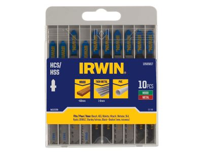 IRWIN IRW10505817 HCS/HSS T-Shank Jigsaw Blade Set, 10 Piece