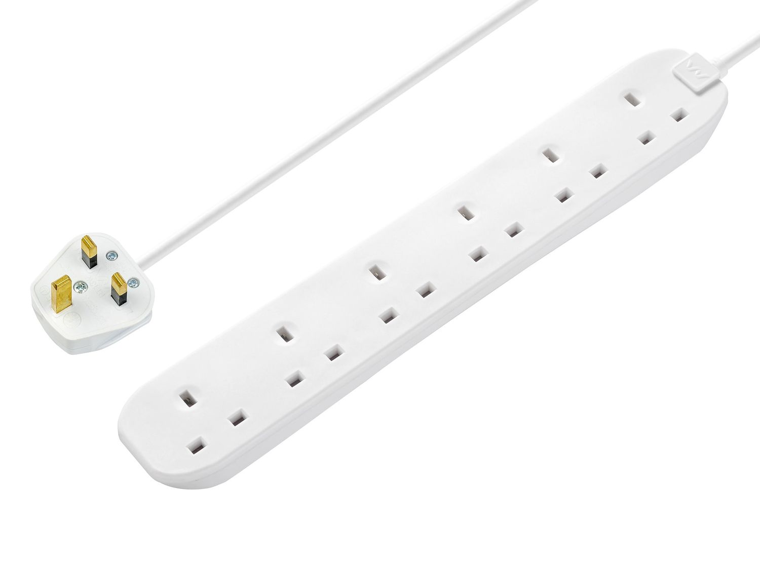 Masterplug MSTBSG210 Extension Lead 240V 6-Gang 13A White 2m