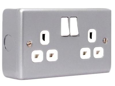 Masterplug MSTMC522 Metal Clad Switched Socket 2-Gang 13A