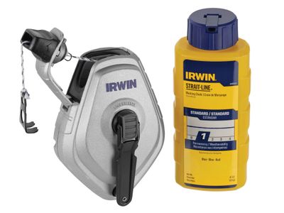 IRWIN STRAIT-LINE STL10507684 HPP Chalk Reel Set 30m &amp; Blue Chalk 113g