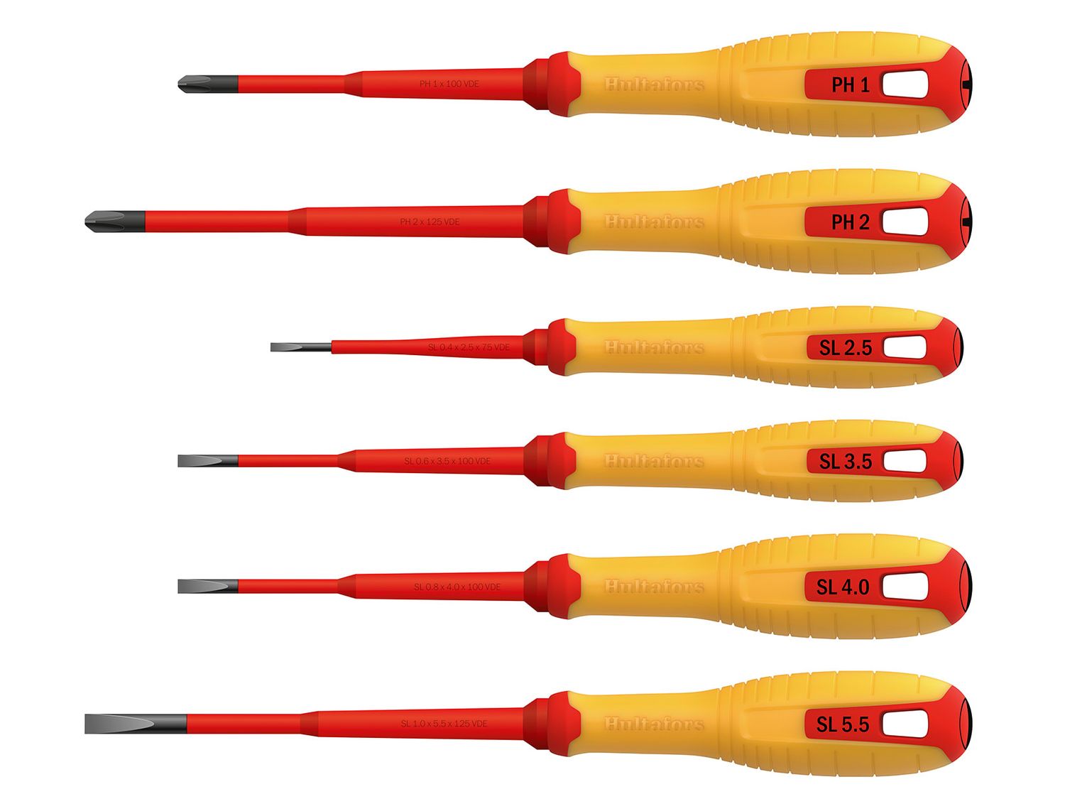 Hultafors HUL444455 VDE Phillips &amp; Slotted Screwdriver Set, 6 Piece