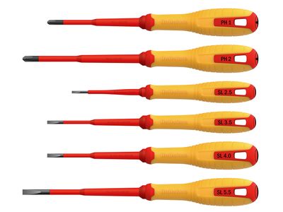 Hultafors HUL444455 VDE Phillips &amp; Slotted Screwdriver Set, 6 Piece