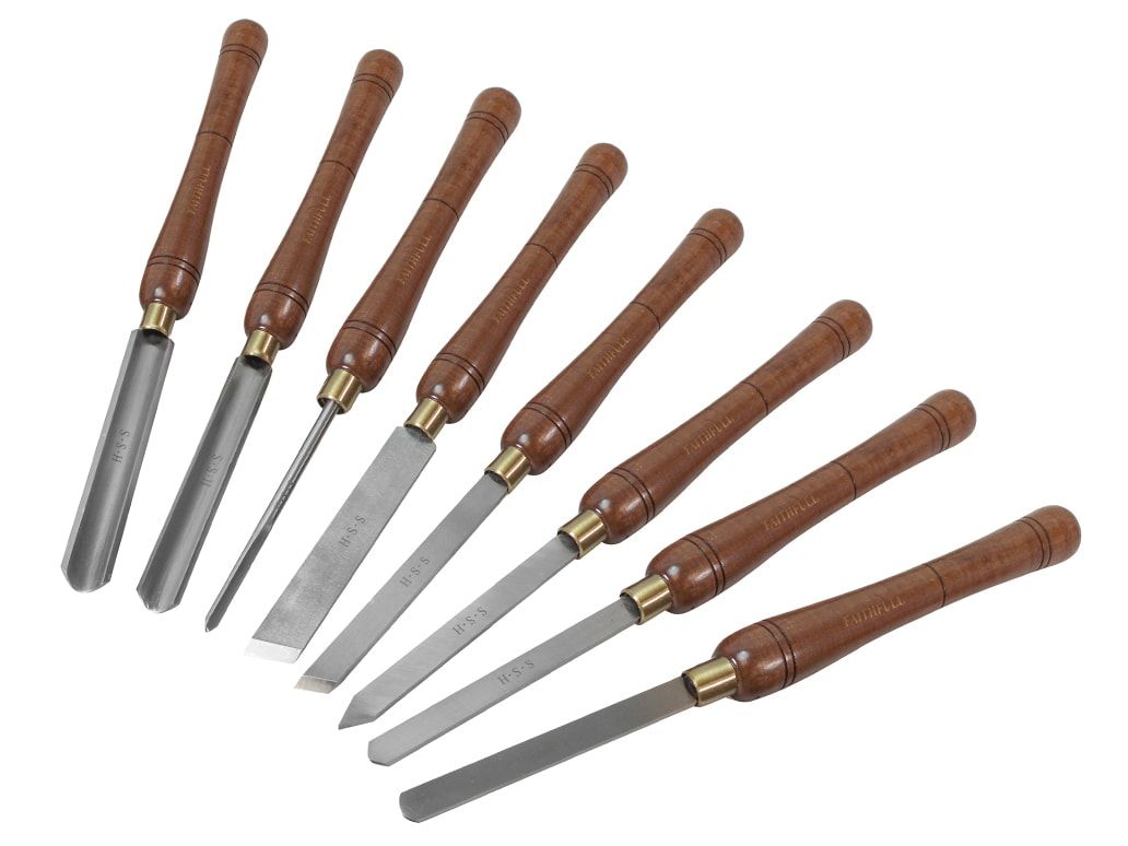 Faithfull FAIWCTSET8B 8pc HSS Turning Chisel Wooden Boxed Set