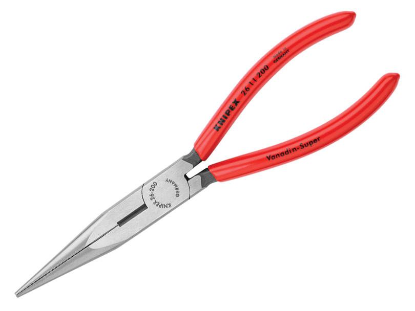 Knipex KPX2611200 Long Snipe Nose Side Cutting Pliers PVC Grips 200mm (8in)