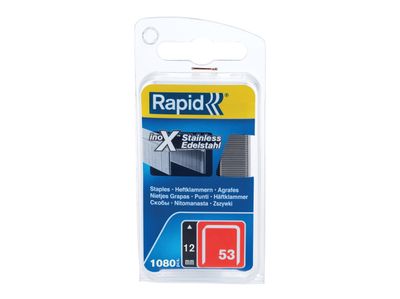Rapid RPD40109512 53/12B 12mm Stainless Steel Fine Wire Staples (Box 1080)