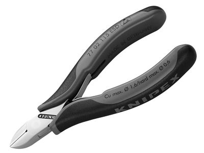 Knipex KPX7702ESD ESD Electronics Diagonal Cutters - Round Head Small Bevel 115mm