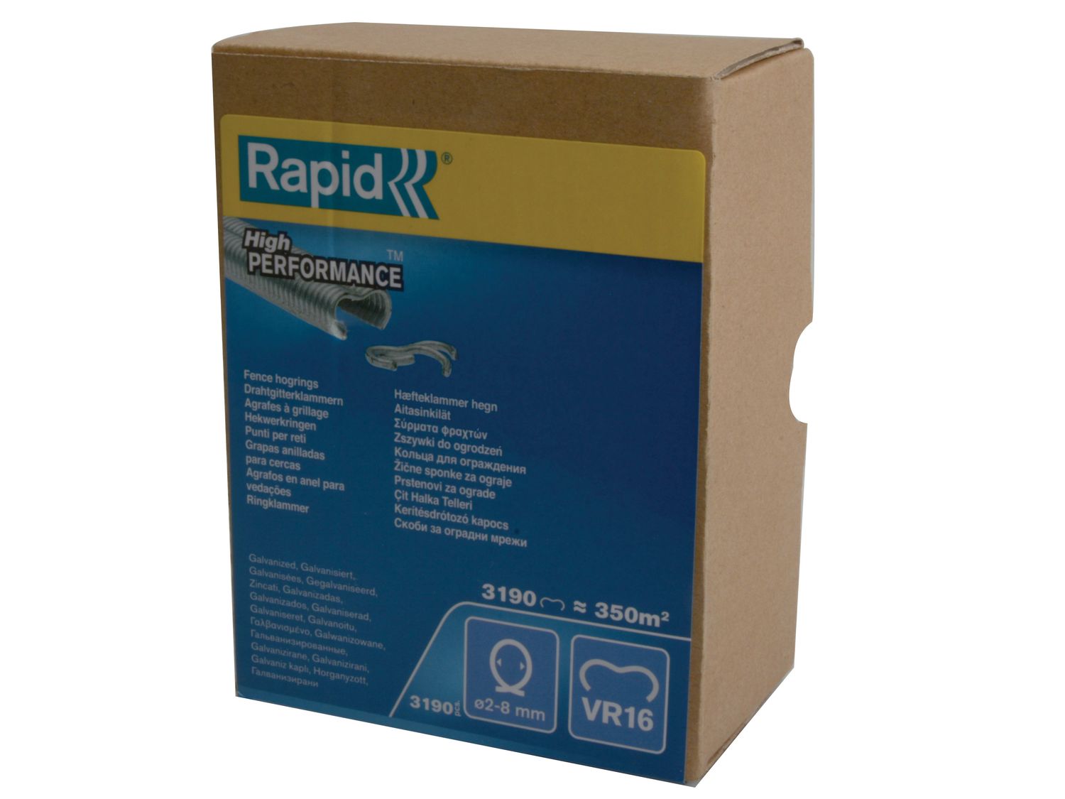 Rapid RPDVR16GA319 VR16 Fence Hog Rings Pack 3190 Galvanised Boxed
