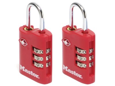 Master Lock MLK4686EURT TSA 3-Digit Combination Zinc 30mm Padlock x 2