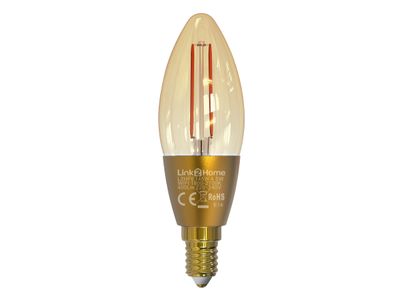 Link2Home LTHFE145W Wi-Fi LED SES (E14) Candle Filament Dimmable Bulb, White 400 lm 4.5W