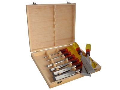 IRWIN Marples MAR373S8 M373 Bevel Edge Chisel Splitproof Handle Set, 8 Piece