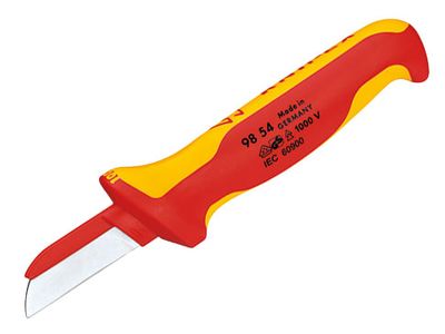 Knipex KPX9854 98 54 VDE Cable Knife (Back of Blade Insulated)