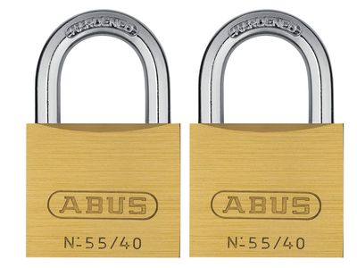 ABUS Mechanical ABU5540TC 55/40mm Brass Padlocks Twin Pack