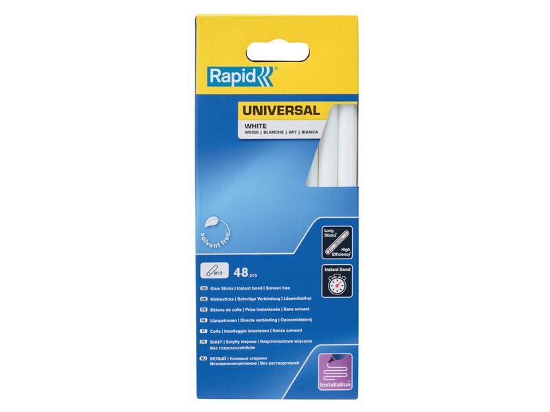 Rapid RPD5001412 Universal Glue Sticks, White 12 x 190mm (Pack 48)