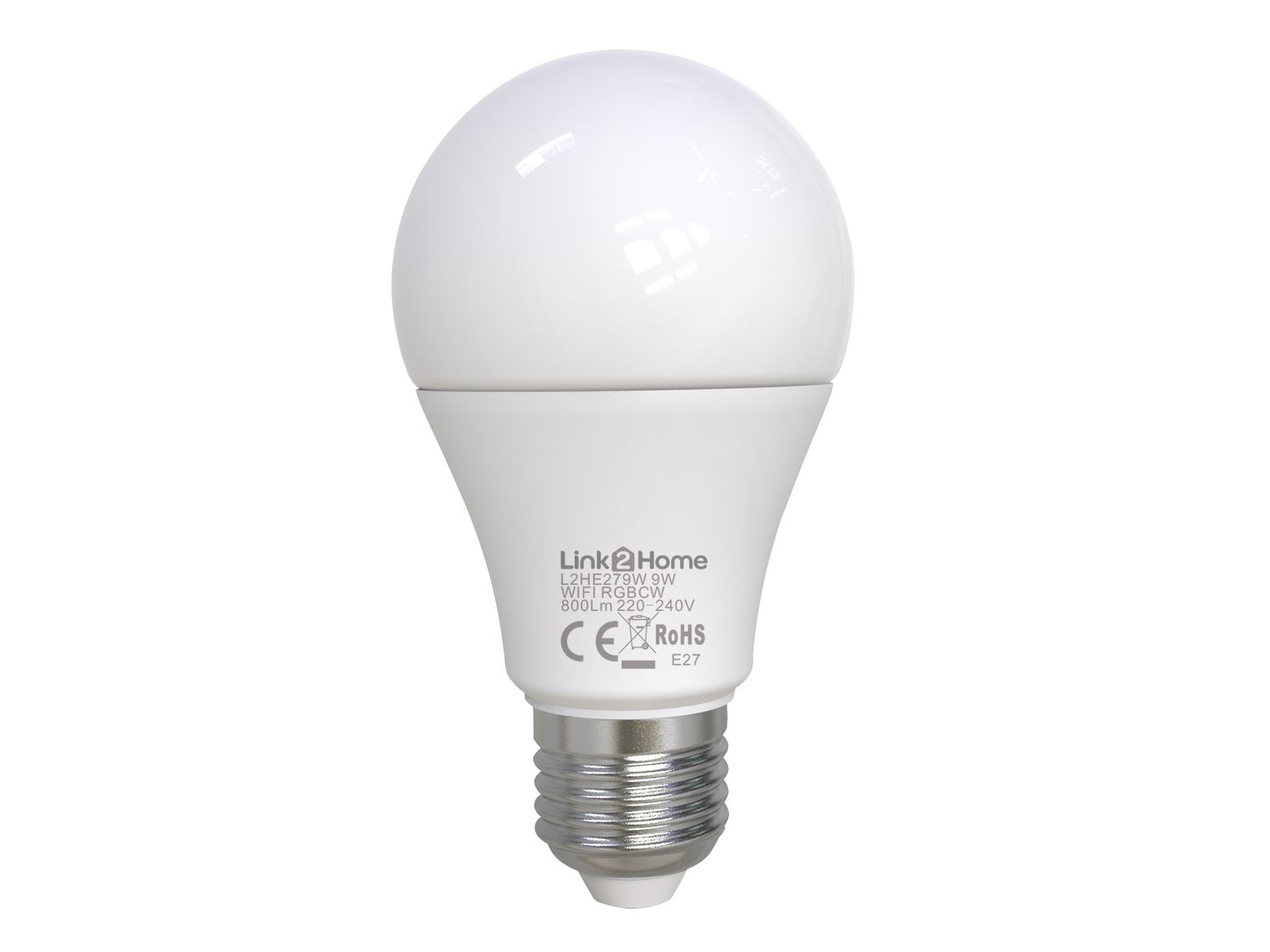 Link2Home LTHE279W Wi-Fi LED ES (E27) Opal GLS Dimmable Bulb, White + RGB 800 lm 9W
