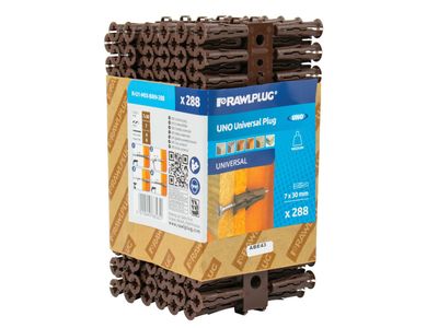 Rawlplug RAW68565 Brown UNO Plugs 7 x 30mm (Pack 288)