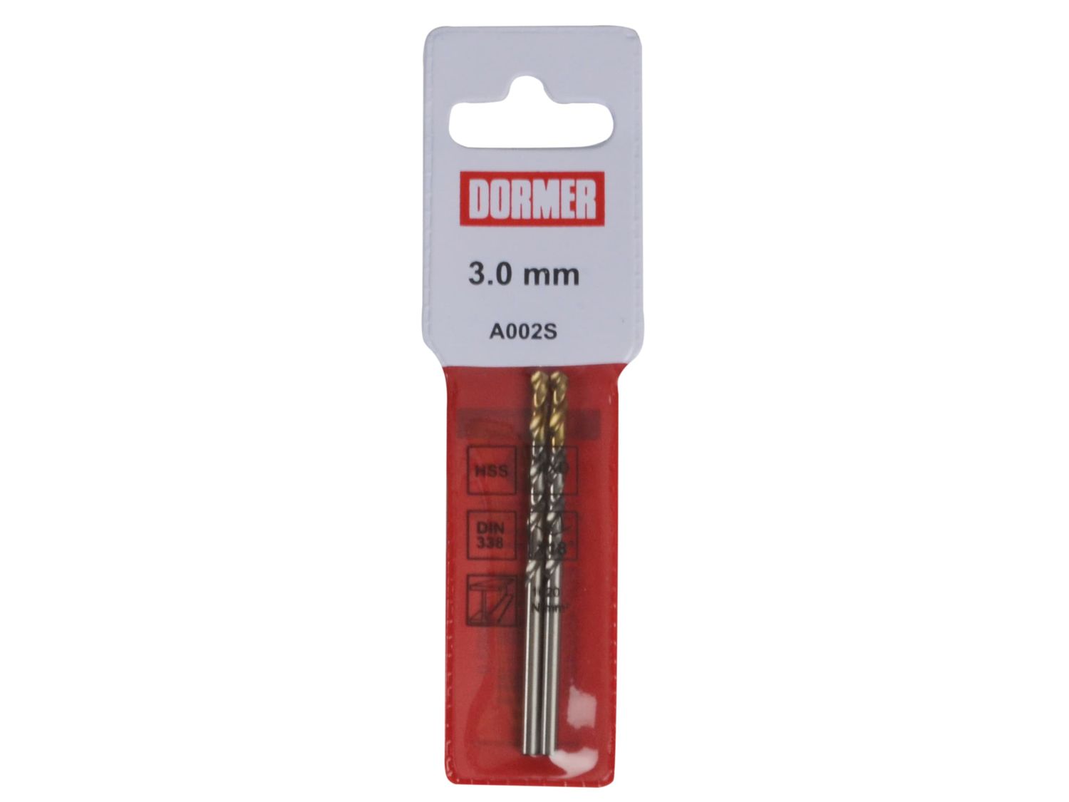 Dormer DORA002S30 A002 HSS-TiN Coated Jobber Drills (2) 3.0mm OL:61mm WL:33mm