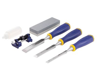 IRWIN Marples MARS500S3SS MS500 ProTouch™ All-Purpose Chisel Set, 3 Piece + Sharpening Kit
