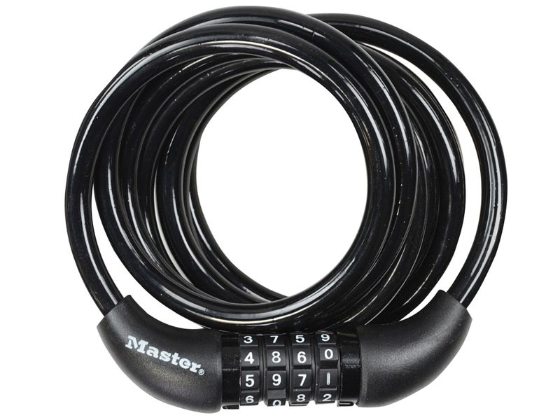 Master Lock MLK8221E Self Coiling Combination Cable 1.8m x 8mm