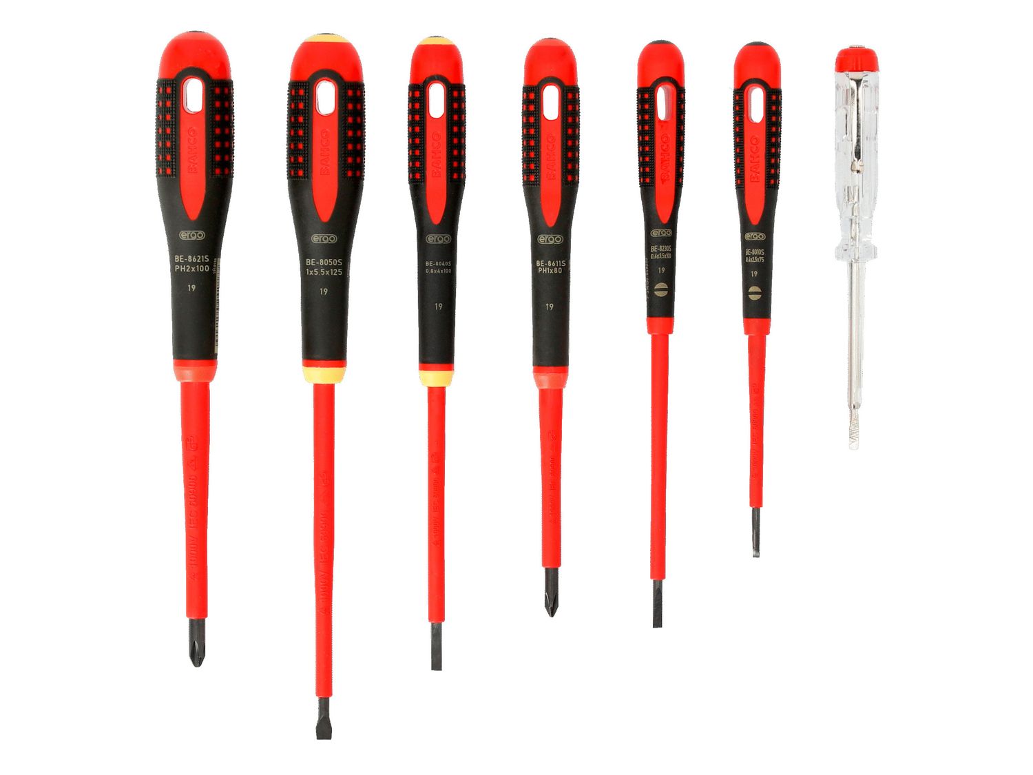 Bahco BAH9887S BE-9887S ERGO™ VDE Insulated Screwdriver Set, 7 Piece