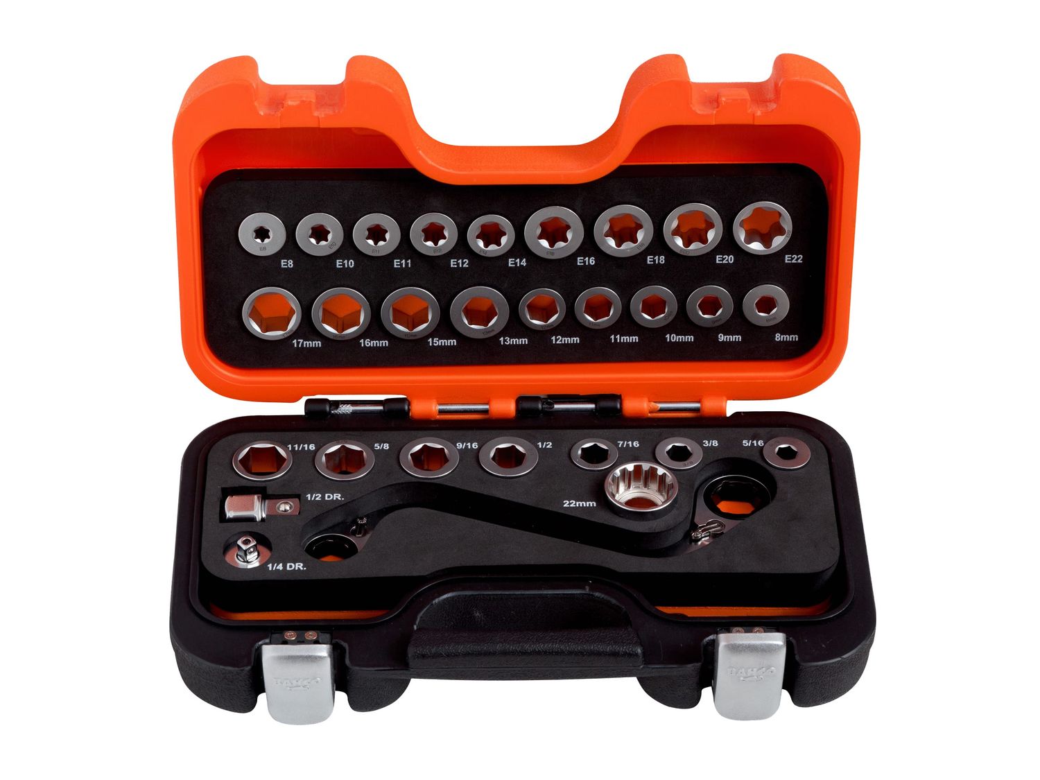 Bahco BAH1320SRM29 S Type Ratchet Ring Wrench &amp; Adaptor Set, 29 Piece