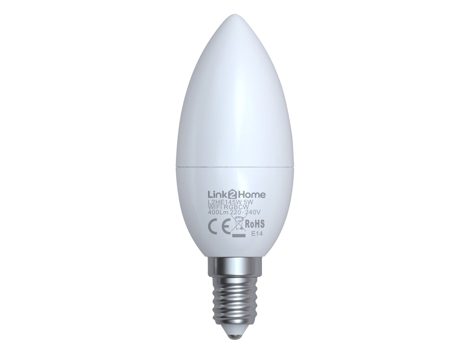 Link2Home LTHE145W Wi-Fi LED SES (E14) Opal Candle Dimmable Bulb, White + RGB 400 lm 5W
