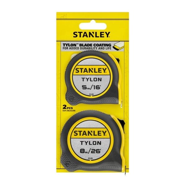 Stanley STA998985 Tylon Pocket Tapes 5m/16ft + 8m/26ft (Twin Pack)