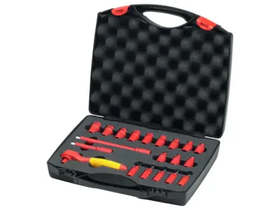 Wiha 43025 21pc VDE Insulated 1/4in Ratchet Wrench Socket Set (inc. Case)