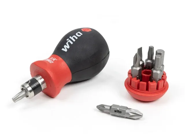 Wiha 33738 Magnetic SoftFinish Stubby Screwdriver with Bit Magazine (SL, PH)