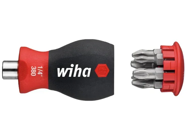 Wiha 33741 Magnetic SoftFinish Stubby Screwdriver with Bit Magazine (PH, PZ)