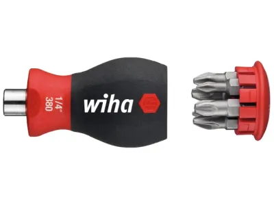 Wiha 33741 Magnetic SoftFinish Stubby Screwdriver with Bit Magazine (PH, PZ)