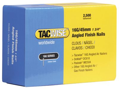 Tacwise TAC0771 16G Angled Finish Nails 45mm for DC618K (Pack 2500)