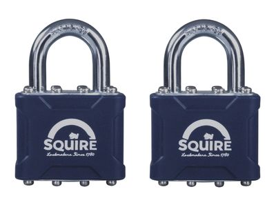 Squire HSQ35T 35T Stronglock Card (2) Padlocks 38mm Open Shackle Keyed