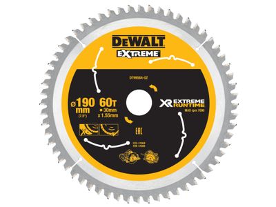 DEWALT DEWDT99564QZ XR FlexVolt Circular Saw Blade 190 x 30mm x 60T