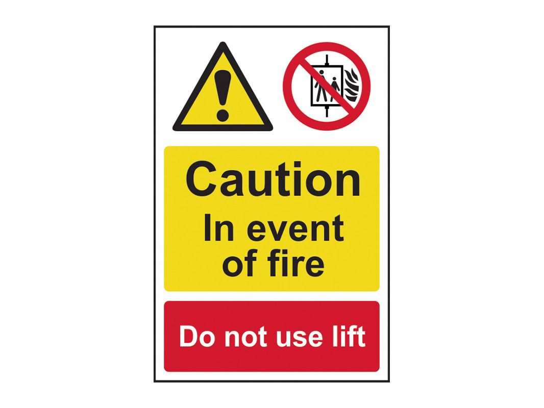 Scan SCA1180 Caution Event of Fire Do Not Use Lift - PVC Sign 200 x 300mm