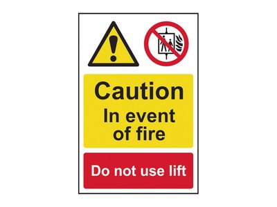 Scan SCA1180 Caution Event of Fire Do Not Use Lift - PVC Sign 200 x 300mm