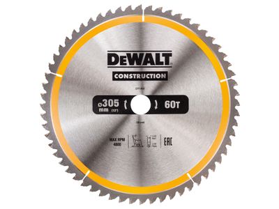 DEWALT DEWDT1960QZ Stationary Construction Circular Saw Blade 305 x 30mm x 60T ATB/Neg