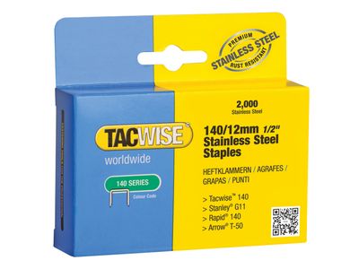 Tacwise TAC1220 140 Stainless Steel Staples 12mm (Pack 2000)