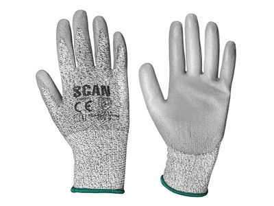 Scan SCAGLOCUT3M Grey PU Coated Cut 3 Gloves - M (Size 8)