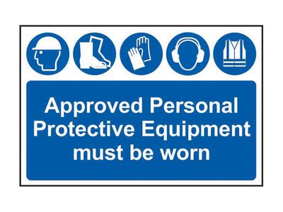 Scan SCA4020 Approved PPE Must Be Worn - PVC Sign 600 x 400mm