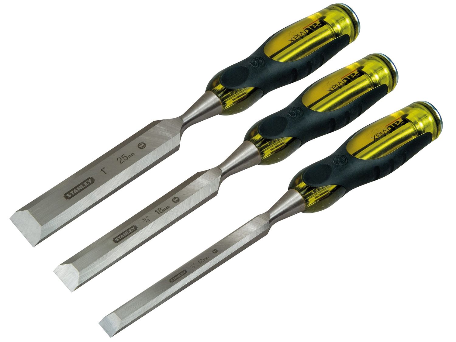 STANLEY STA216268 FatMax Bevel Edge Chisel with Thru Tang Set, 3 Piece