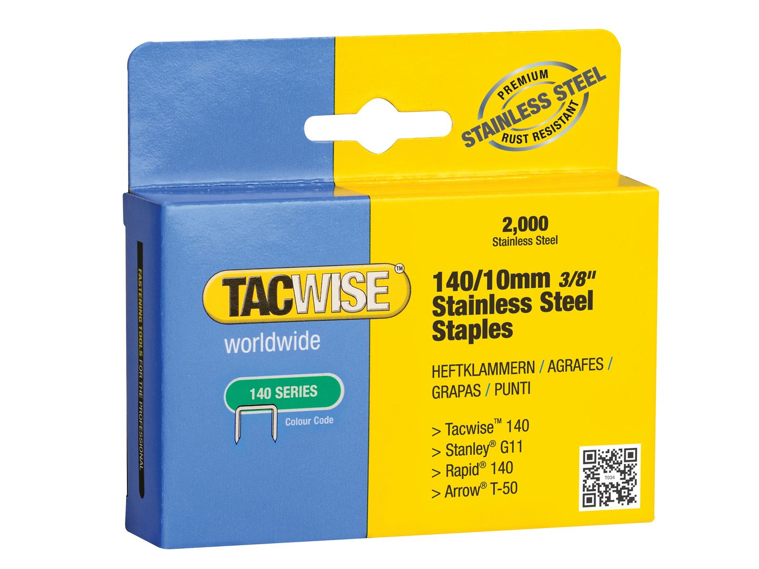 Tacwise TAC1217 140 Stainless Steel Staples 10mm (Pack 2000)