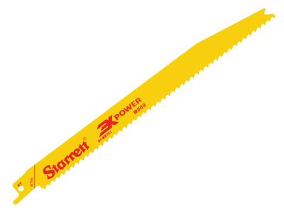 Starrett STRBT965 BT96-5 Bi-Metal Reciprocating Blade, Wood Tapered 228mm 6 TPI (Pack 5)