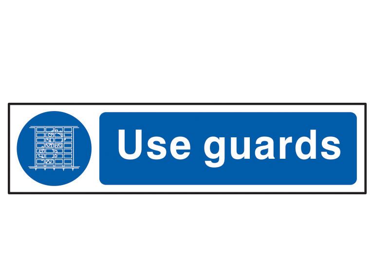 Scan SCA5003 Use Guards - PVC Sign 200 x 50mm