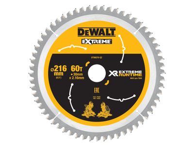 DEWALT DEWDT99570QZ XR FlexVolt Circular Saw Blade 216 x 30mm x 60T