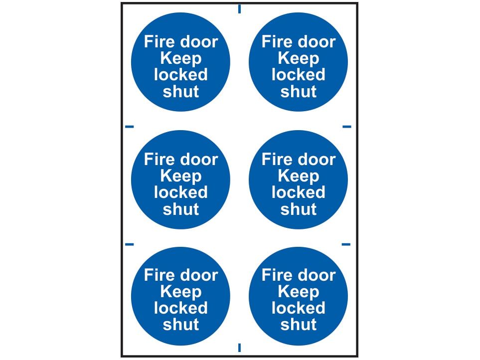 Scan SCA0153 Fire Door Keep Locked Shut - 6 PVC Signs 100 x 100mm