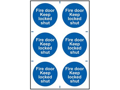 Scan SCA0153 Fire Door Keep Locked Shut - 6 PVC Signs 100 x 100mm