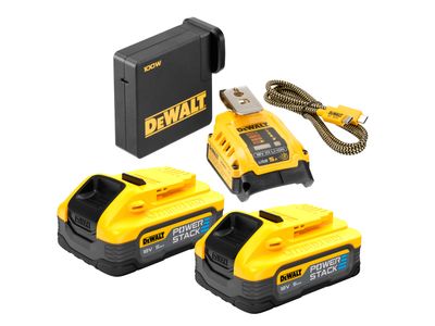 DEWALT DEWDCB094H2 DCB094 H2USB-C POWERSTACK™ Starter Kit 18V 2 x 5.0Ah Li-ion